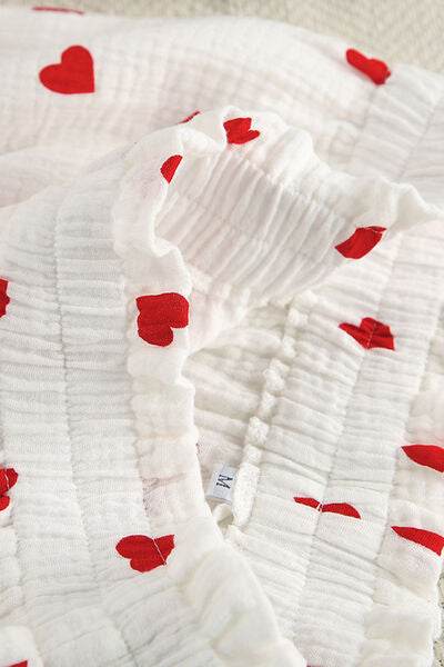 Basic Bae Heart Collared Neck Button Down Top and Shorts Set - Hovatok