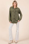 BOMBOM Checkered Button Down Dropped Shoulder Shacket - Hovatok