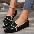 Bow Contrast Trim Point Toe Loafers - Hovatok