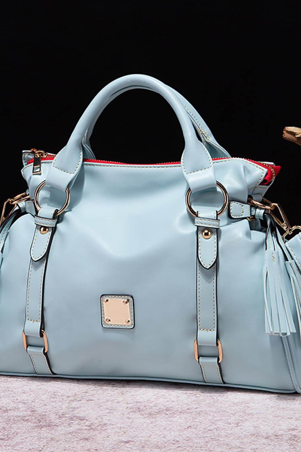 PU Leather Handbag with Tassels - Hovatok