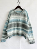 Striped Round Neck Long Sleeve Sweater - Hovatok