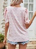 Swiss Dot Short Puff Sleeve Top - Hovatok