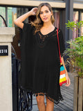 Tassel Cutout Half Sleeve Cover-Up - Hovatok