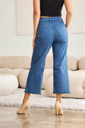 RFM Crop Chloe Full Size Tummy Control High Waist Raw Hem Jeans - Hovatok