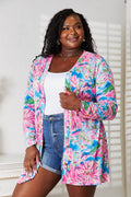 Double Take Floral Open Front Long Sleeve Cardigan - Hovatok