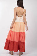 VERY J Color Block Tiered Maxi Cami Dress - Hovatok