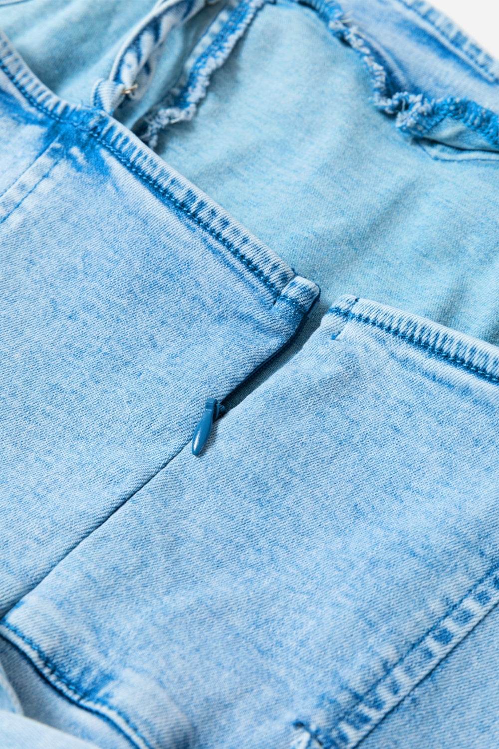 Tied Spaghetti Strap Denim Romper - Hovatok