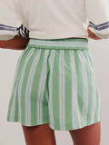 Striped Elastic Waist Shorts - Hovatok
