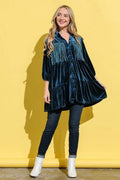 And The Why Fringe Detailed Velvet Shirt Dress - Hovatok