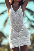 Angel Wings Openwork V-Neck Tank Knit Cover Up - Hovatok