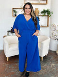 Double Take Full Size Surplice Wide Leg Jumpsuit with Pockets - Hovatok