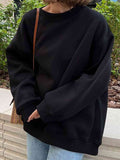 Oversize Round Neck Dropped Shoulder Sweatshirt - Hovatok