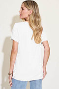 Basic Bae Bamboo Full Size V-Neck High-Low T-Shirt - Hovatok