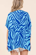Mittoshop Zebra Print V-Neck Short Sleeve Oversized Top - Hovatok