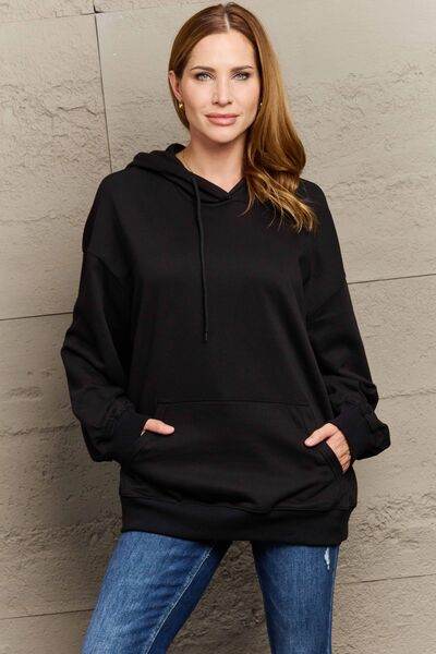 Full Size Long Sleeve Dropped Shoulder Hoodie - Hovatok