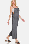 Zenana Washed Adjustable Strap Wide Leg Denim Overalls - Hovatok