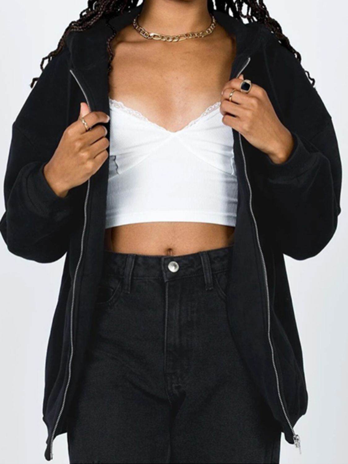 Zip-Up Drawstring Hoodie - Hovatok