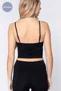 ACTIVE BASIC Round Neck Crop Rib Seamless Cami - Hovatok