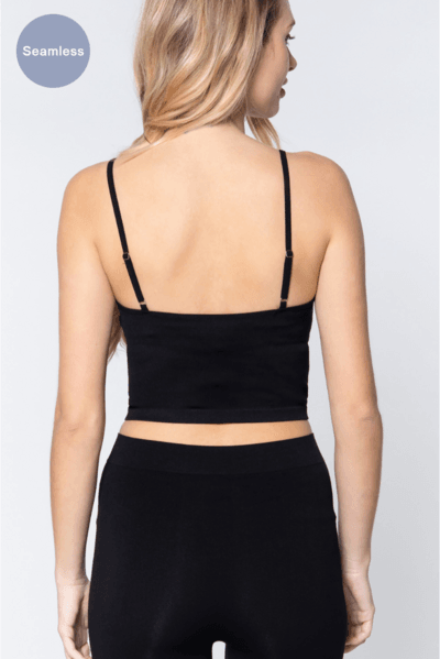 ACTIVE BASIC Round Neck Crop Rib Seamless Cami - Hovatok