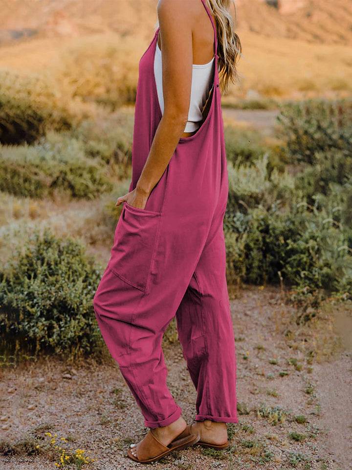 Double Take Full Size Sleeveless V-Neck Pocketed Jumpsuit - Hovatok
