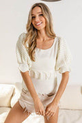 BiBi Tassel Detail Textured Square Neck Sweater - Hovatok