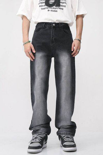 Men's Washed Straight Leg Jeans - Hovatok