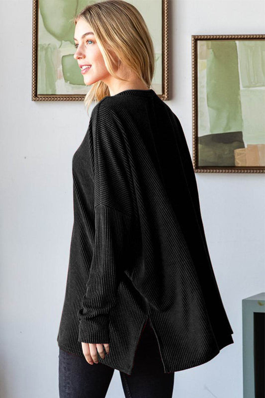 Heimish Sequin Nutcracker Long Sleeve Ribbed Top - Hovatok
