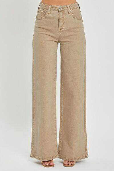 RISEN Full Size Tummy Control High Rise Wide Leg Jeans Plus Size - Hovatok