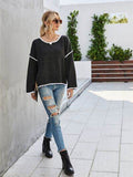 Angel Wings Boat Neck Dropped Shoulder Sweater - Hovatok