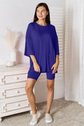 Basic Bae Full Size Soft Rayon Three-Quarter Sleeve Top and Shorts Set - Hovatok
