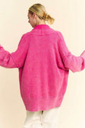 Davi & Dani Shawl Collar Ribbed Detail Button Up Cardigan - Hovatok