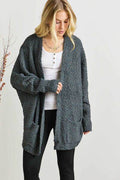 ADORA Popcorn Knit Open Front Long Sleeve Cardigan - Hovatok