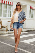 Striped Round Neck Half Sleeve T-Shirt - Hovatok