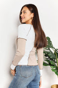 Double Take Color Block Exposed Seam Top - Hovatok