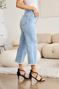 RFM Full Size Tummy Control High Waist Raw Hem Distressed Jeans - Hovatok