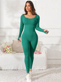 Scoop Neck Long Sleeve Active Jumpsuit - Hovatok