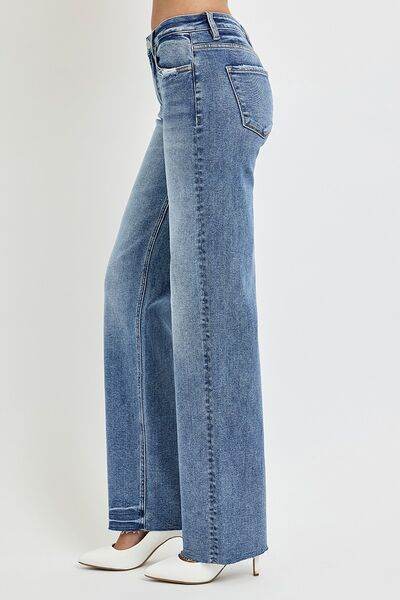 RISEN Full Size High Rise Straight Leg Jeans with Pockets - Hovatok