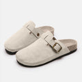 Suede Closed Toe Buckle Slide - Hovatok