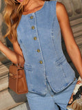 Button Down Denim Vest - Hovatok