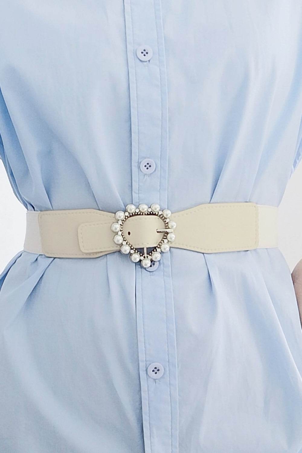 Pearl Heart Buckle Elastic Belt - Hovatok