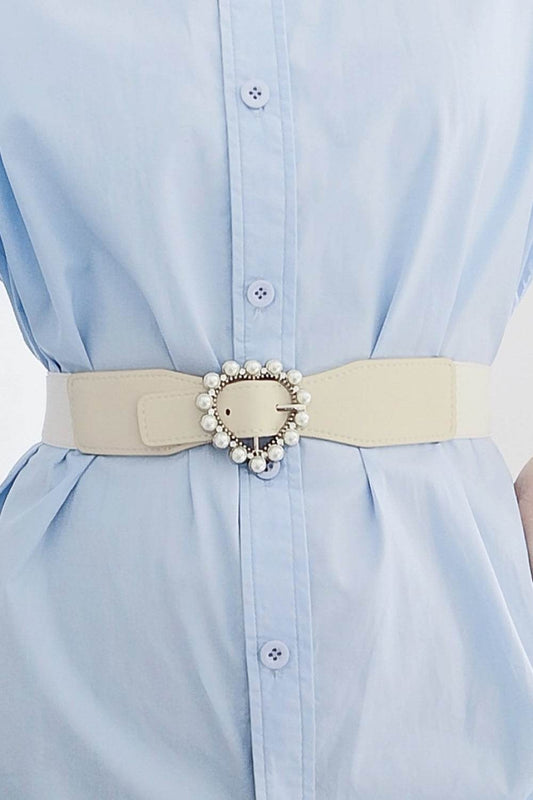 Pearl Heart Buckle Elastic Belt - Hovatok