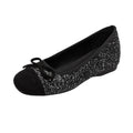 Bow Contrast Sequin Round Toe Slip-Ons - Hovatok