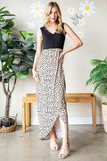 Heimish Full Size Slit Animal Print V-Neck Wide Strap Dress - Hovatok