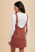 Annie Wear V-Neck Adjustable Strap Denim Overall Dress with Pockets - Hovatok