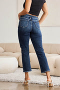 RFM Crop Dylan Full Size Tummy Control Distressed High Waist Raw Hem Jeans - Hovatok