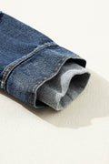 Fake Two-Piece Hooded Zip-Up Denim Jacket - Hovatok