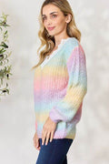 BiBi Rainbow Gradient Crochet Deetail Sweater - Hovatok