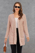 Angel Wings Pocketed Open Front Long Sleeve Cardigan - Hovatok