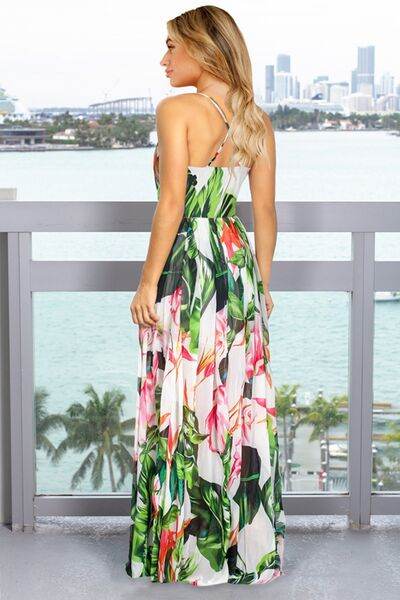 Crisscross Printed Surplice Cami Dress - Hovatok