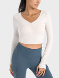 Millennia Ruched Cropped Long Sleeve Sports Top - Hovatok